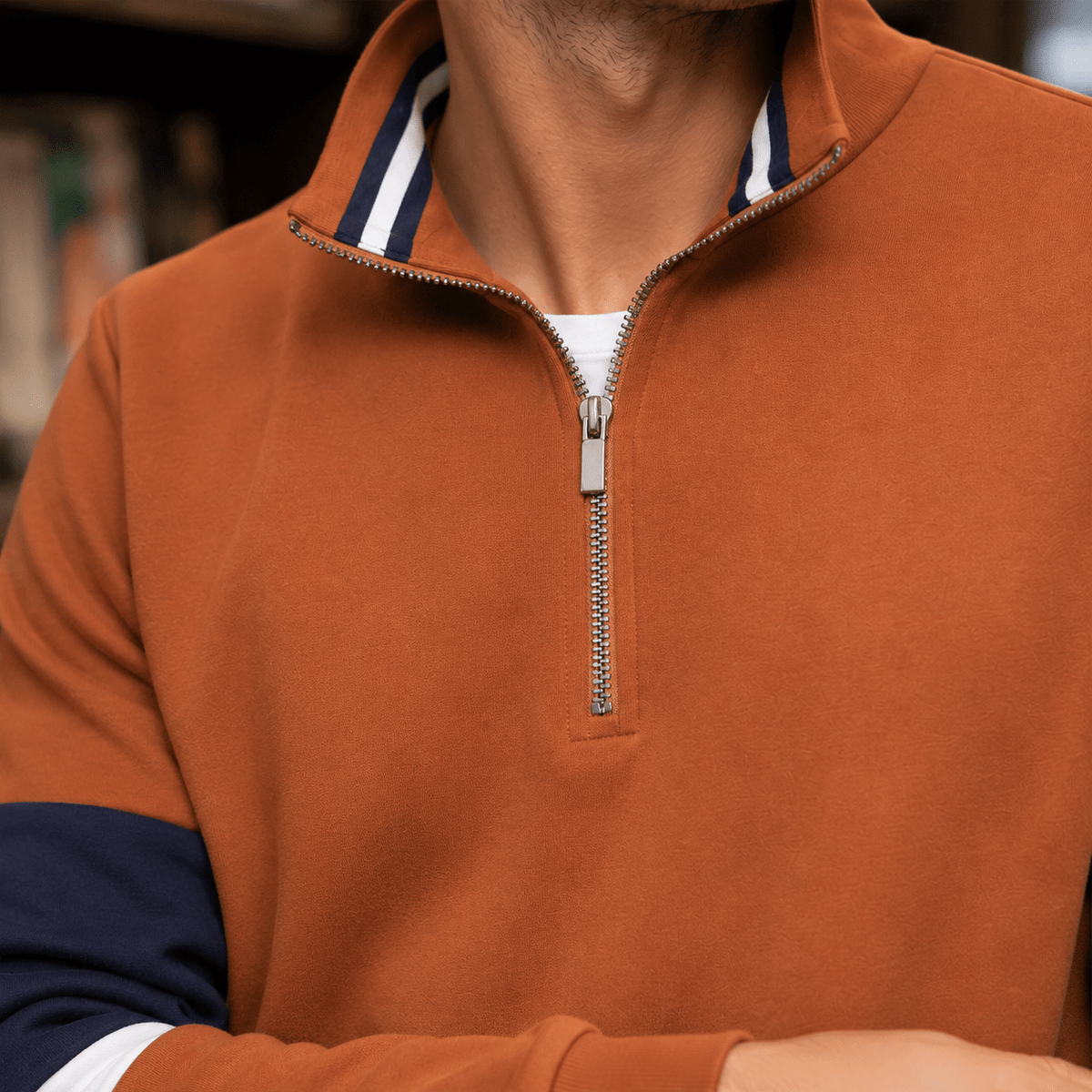 Quarter Zip Cotton Blend Sweater - Harren Cole