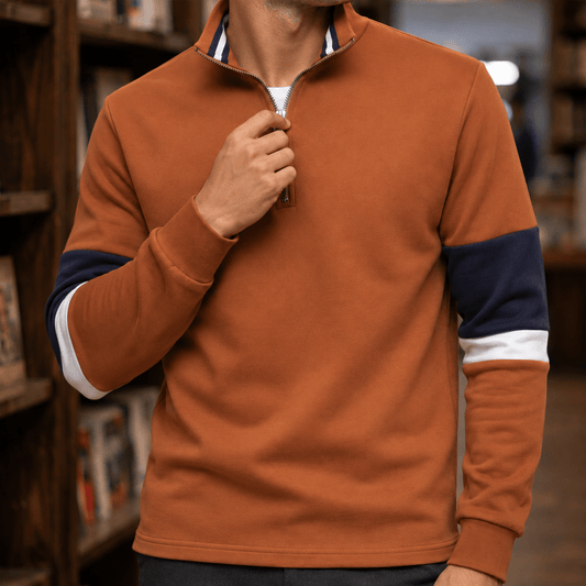 Quarter Zip Cotton Blend Sweater - Harren Cole