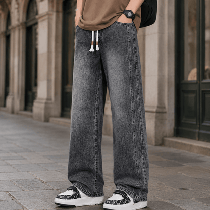 Relaxed Wide-Leg Cotton Blend Jeans - Harren Cole