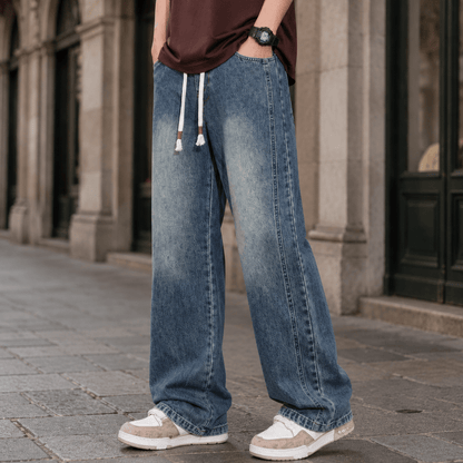 Relaxed Wide-Leg Cotton Blend Jeans - Harren Cole