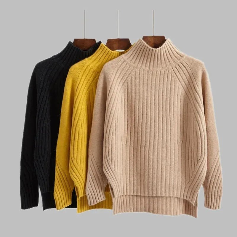 Ribbed Turtleneck Sweater Knit Pullover - Harren Cole