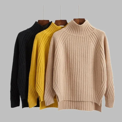 Ribbed Turtleneck Sweater Knit Pullover - Harren Cole