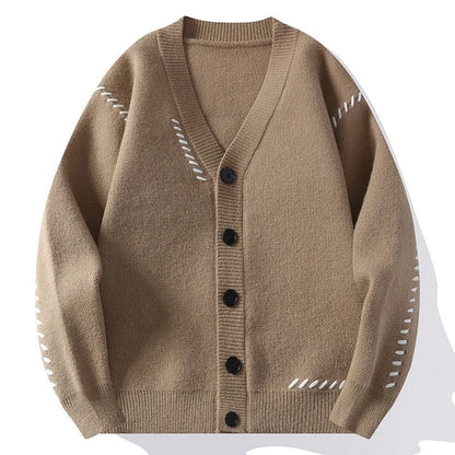 Soft Cardigan with Decorative Stitching - Harren Cole