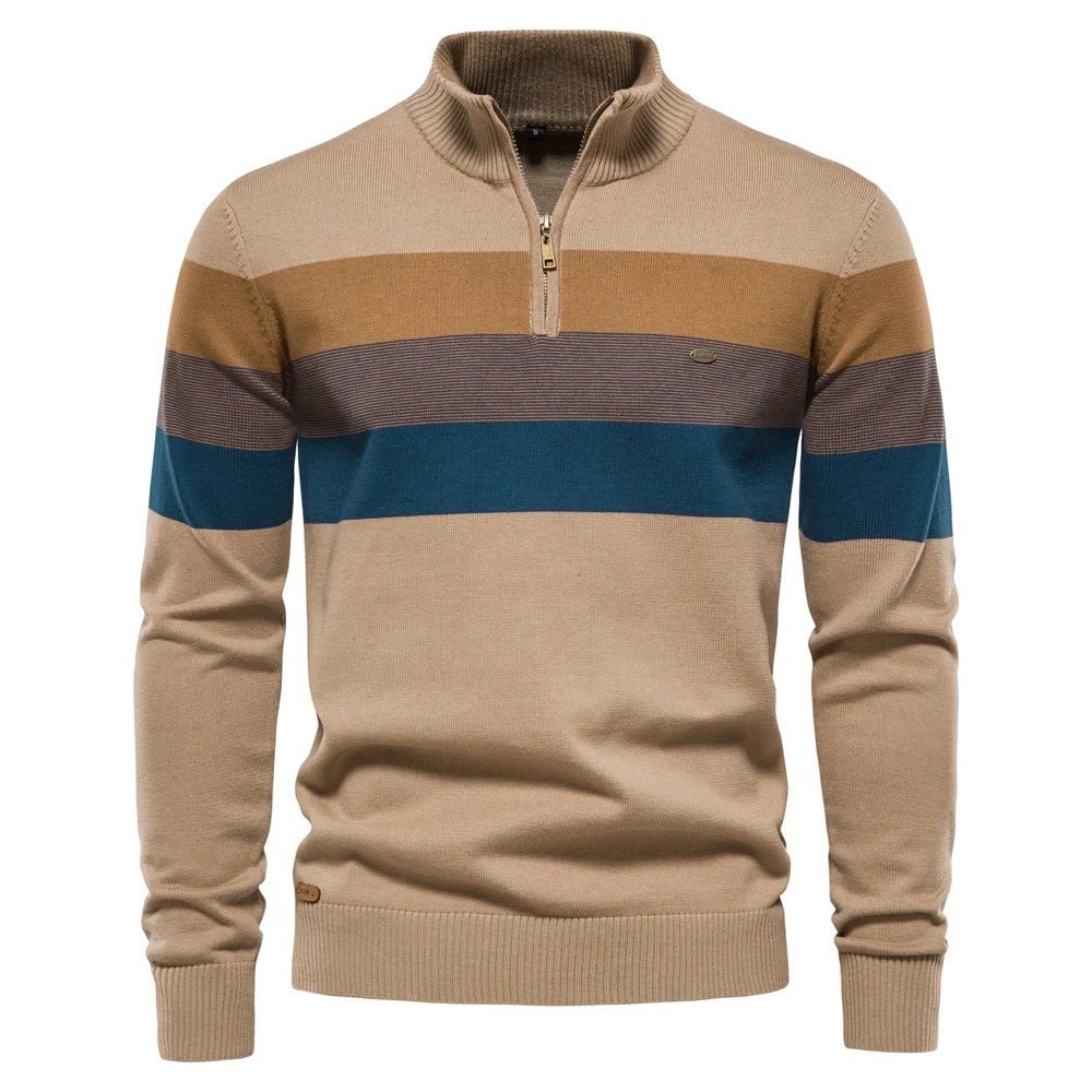 Striped Zipper Sweater for Men - Harren Cole