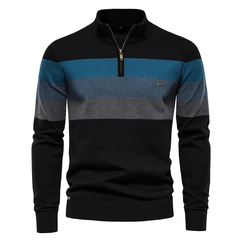 Striped Zipper Sweater for Men - Harren Cole