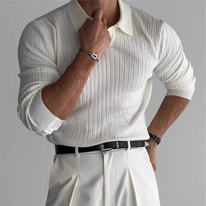 Structured Long - Sleeve Polo Shirt for Men - Harren Cole