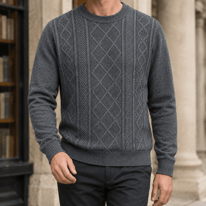 Textured Knit Crew Neck Sweater - Harren Cole