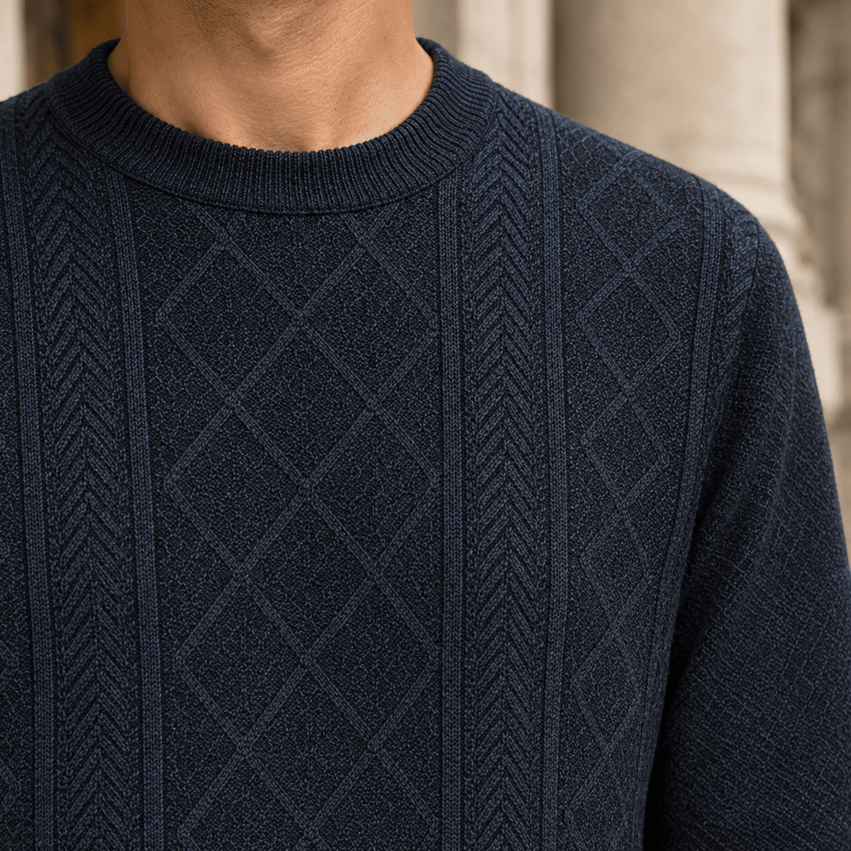 Textured Knit Crew Neck Sweater - Harren Cole