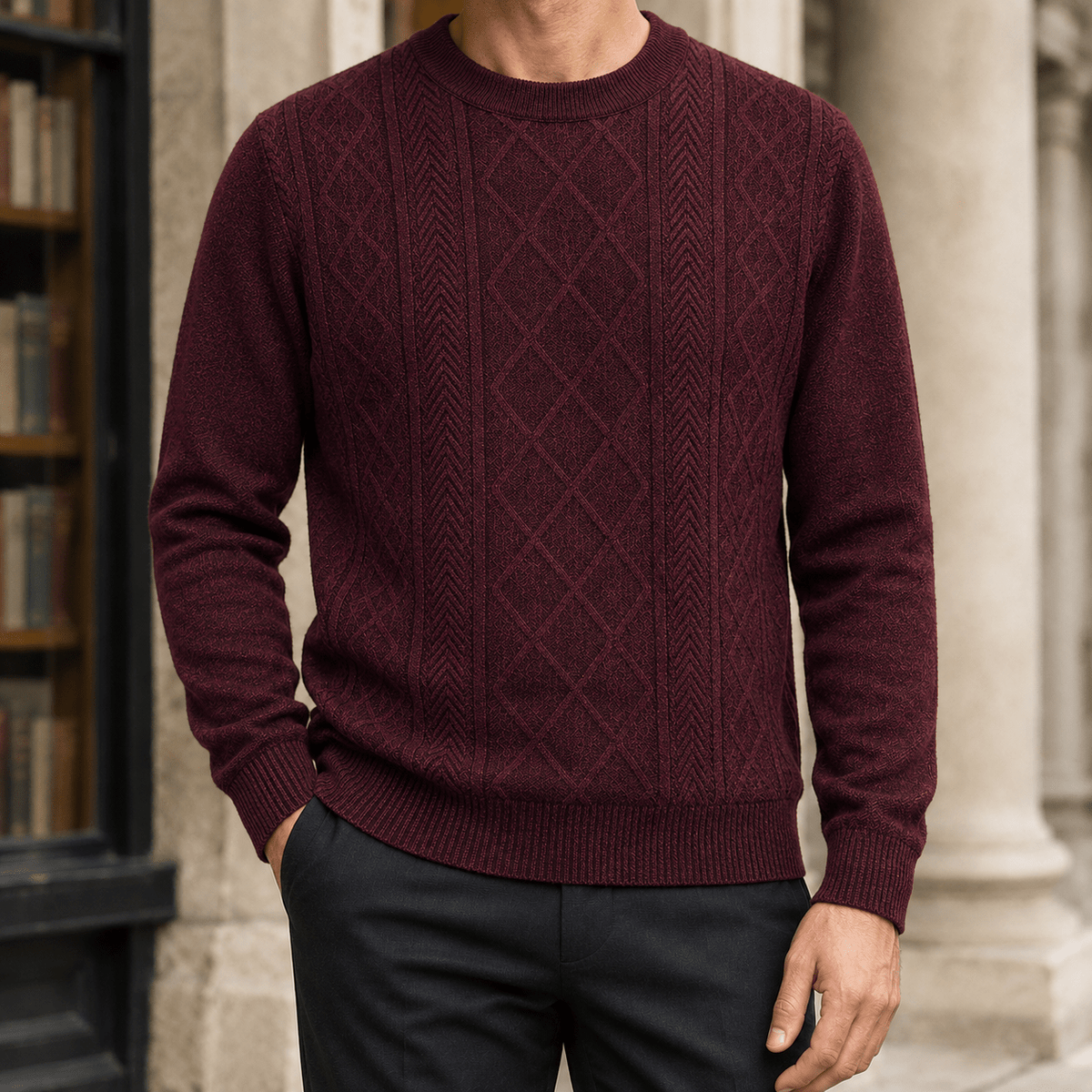 Textured Knit Crew Neck Sweater - Harren Cole