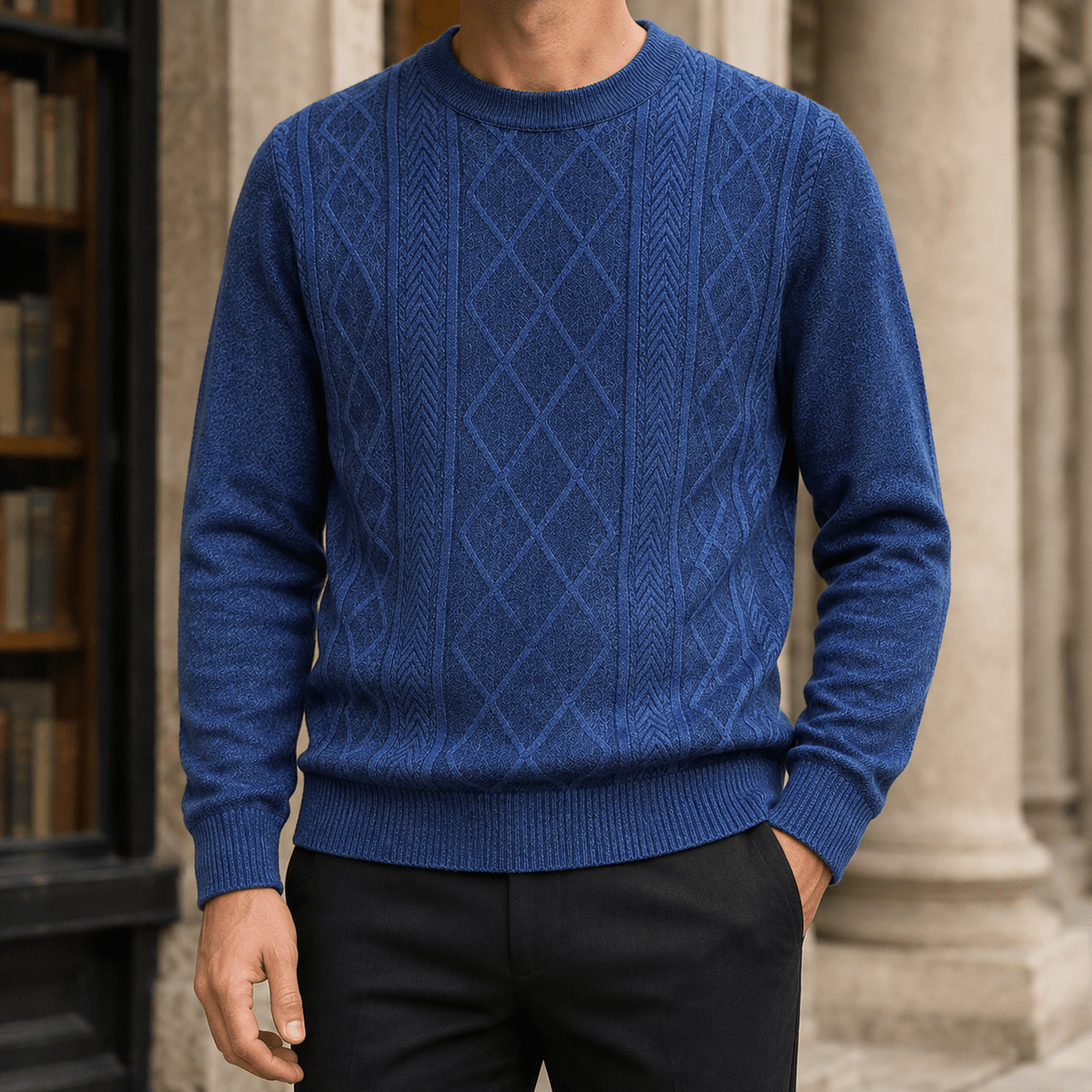 Textured Knit Crew Neck Sweater - Harren Cole
