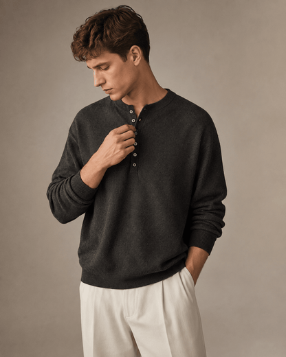 Textured Knit Henley Shirt - Harren Cole